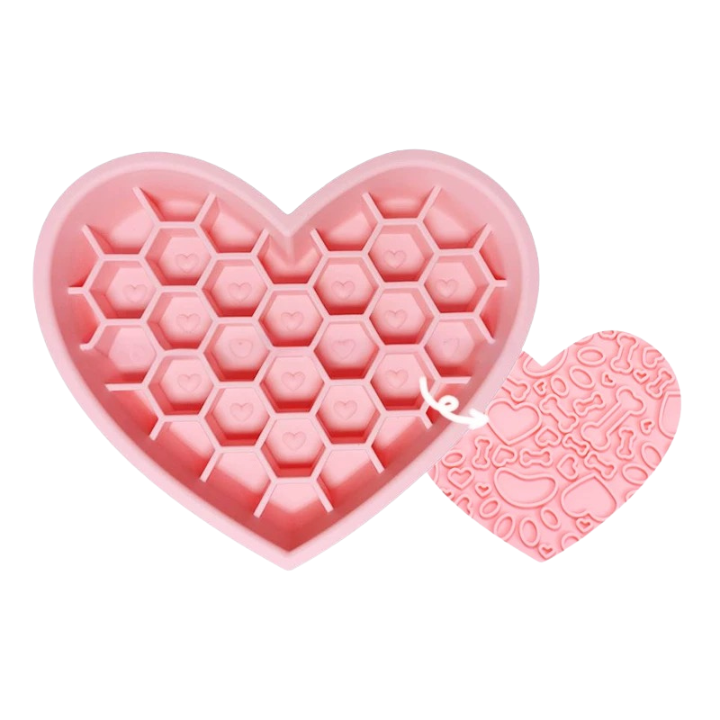 2-in-1 Honeycomb Heart Silicone Slow Feeder