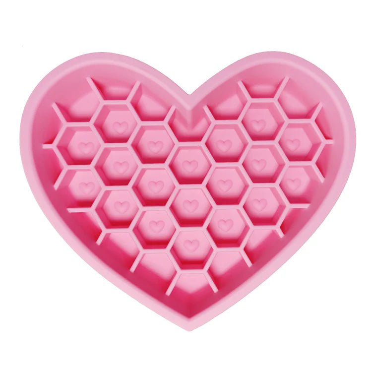 2-in-1 Honeycomb Heart Silicone Slow Feeder