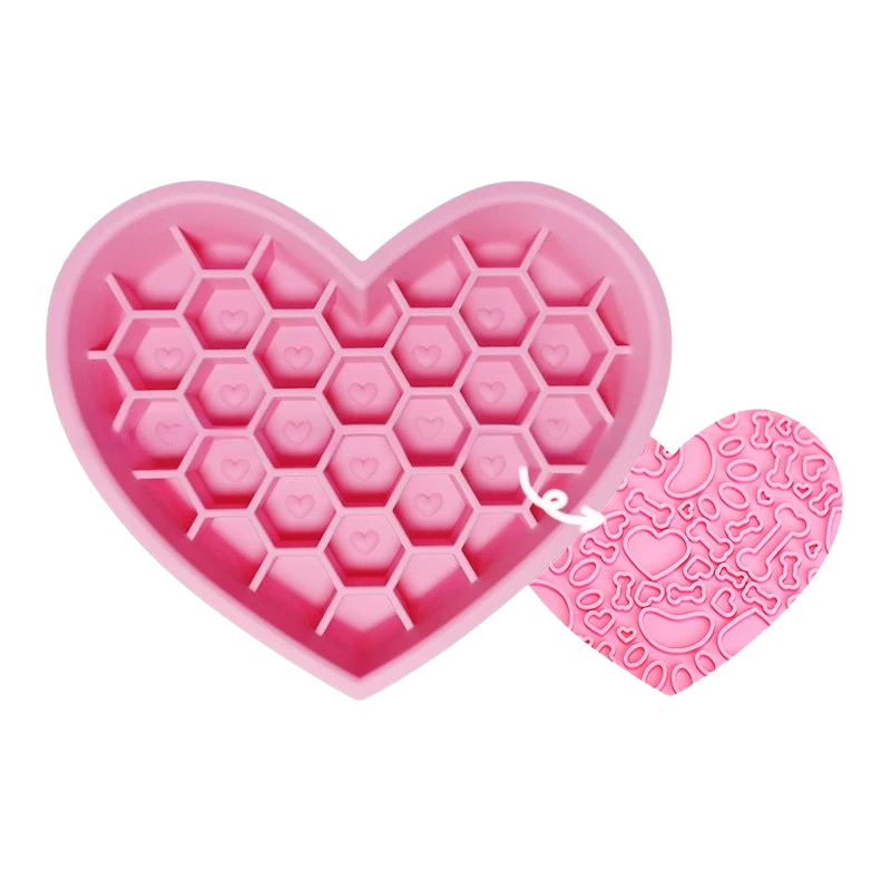 2-in-1 Honeycomb Heart Silicone Slow Feeder