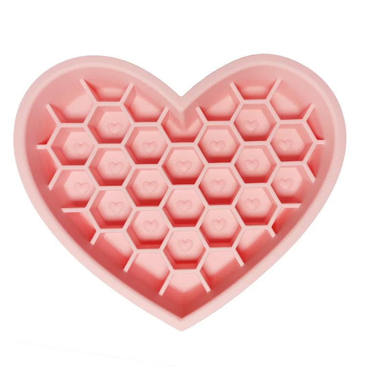 2-in-1 Honeycomb Heart Silicone Slow Feeder