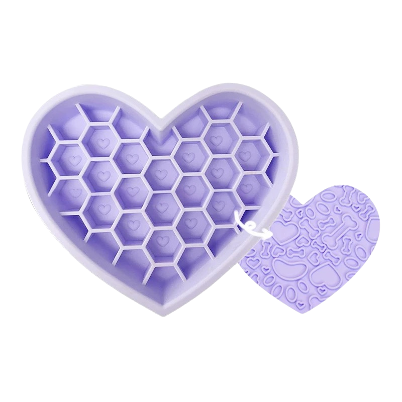 2-in-1 Honeycomb Heart Silicone Slow Feeder