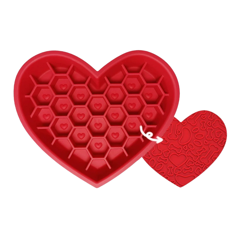 2-in-1 Honeycomb Heart Silicone Slow Feeder