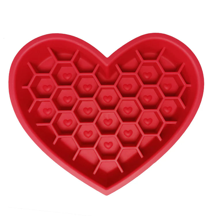 2-in-1 Honeycomb Heart Silicone Slow Feeder
