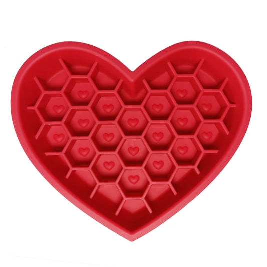 2-in-1 Honeycomb Heart Silicone Slow Feeder